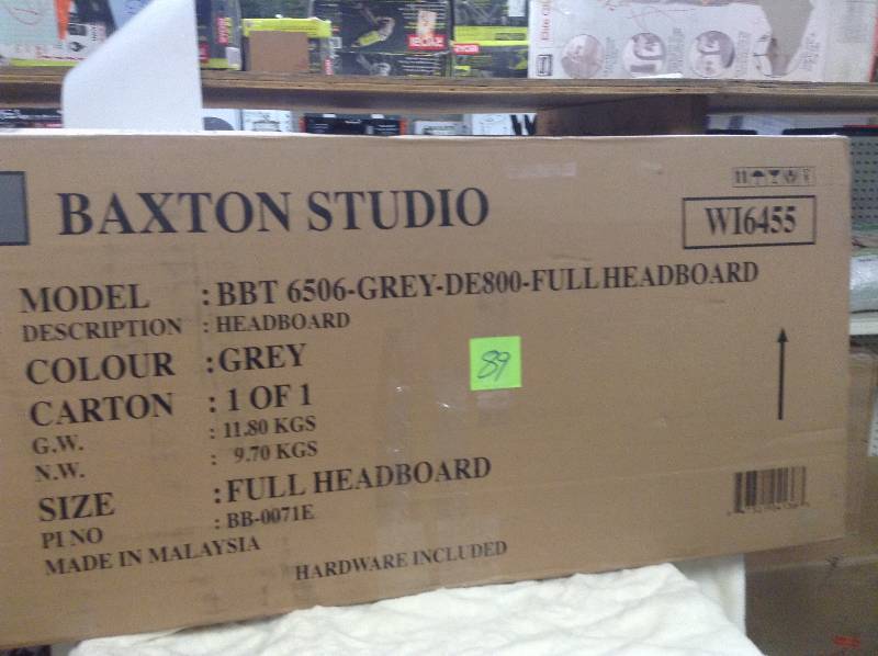 lot 89 image: Baxton Studio BBT-656-Grey-DE800 Headboard Queen