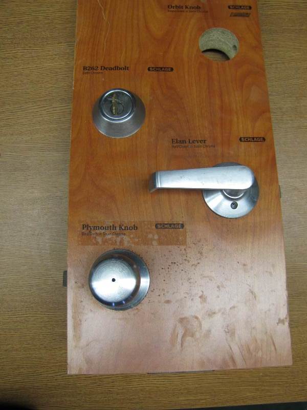 Door knobs on display board
