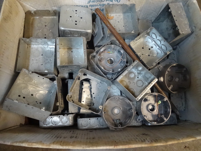 Box full of misc metal outlet boxes...