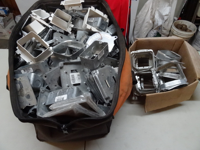 Large Qty of metal outlet boxes. Co...
