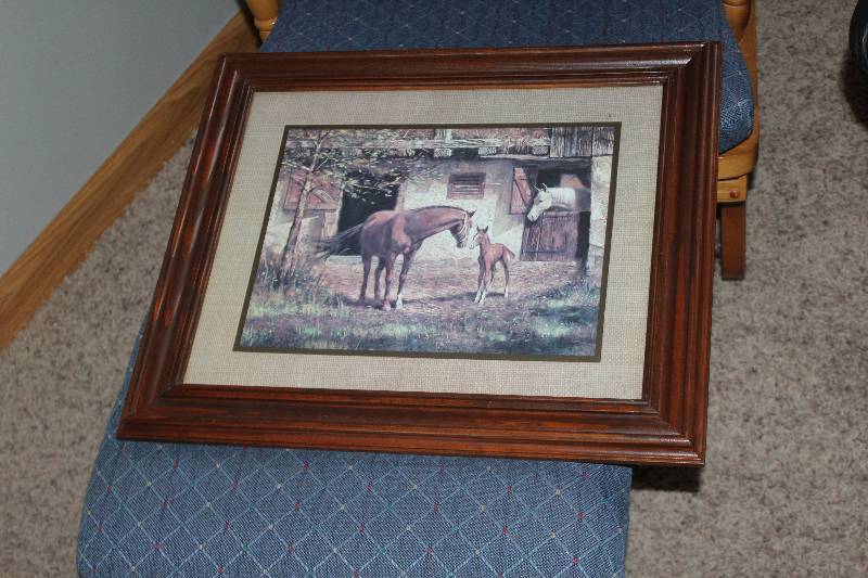 lot 46 image: Decorative Framed, Matted Wall Art Horse Picture