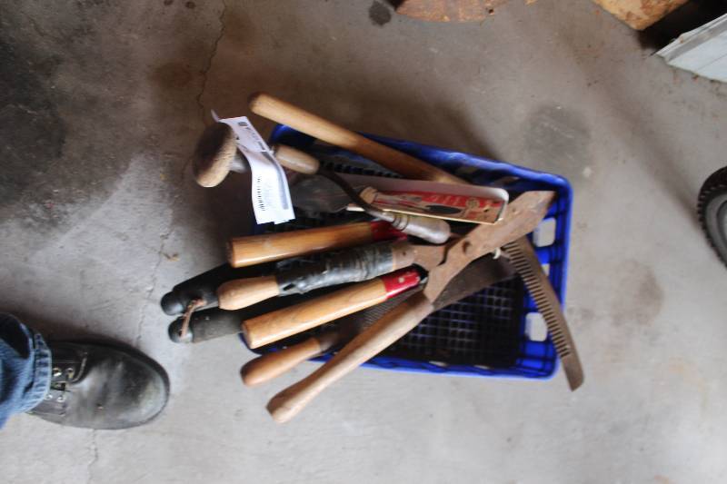 lot 86 image: Hand Tools Includes Trimmers, Files, Drill, Shovel, And More