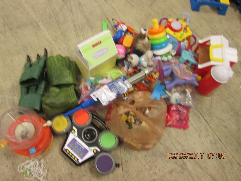 lot of toys , wood blocks, drums, w...