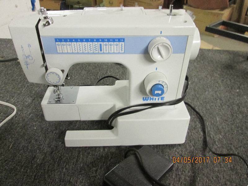 lot 109 image: white sewing machine tested and wor...