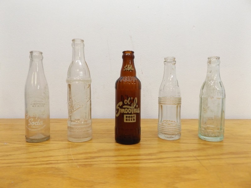 lot 31 image: 5 Antique Glass Soda Bottles