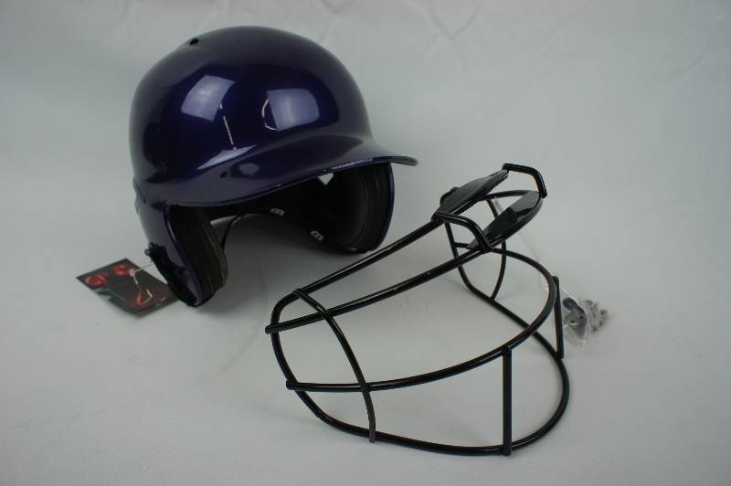 lot 45 image: New Wilson Fastpitch A5211 Batters Batting Helmet with Mask Purple Large
