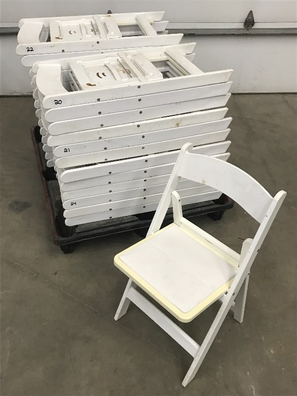 lot 21 image: Lot Of (5) Stackable Folding Weddin...