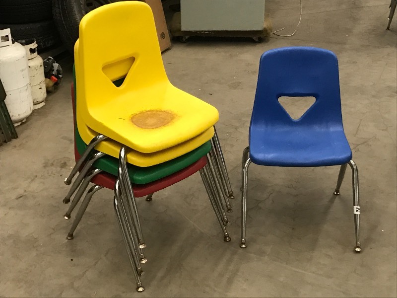 lot 25 image: Lot Of (5) Steel-Framed Chairs, Mul...