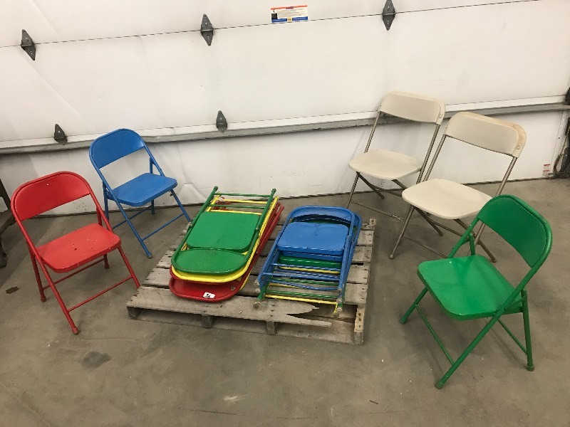 lot 34 image: Lot Of (12) Multi-Color Folding Ste...