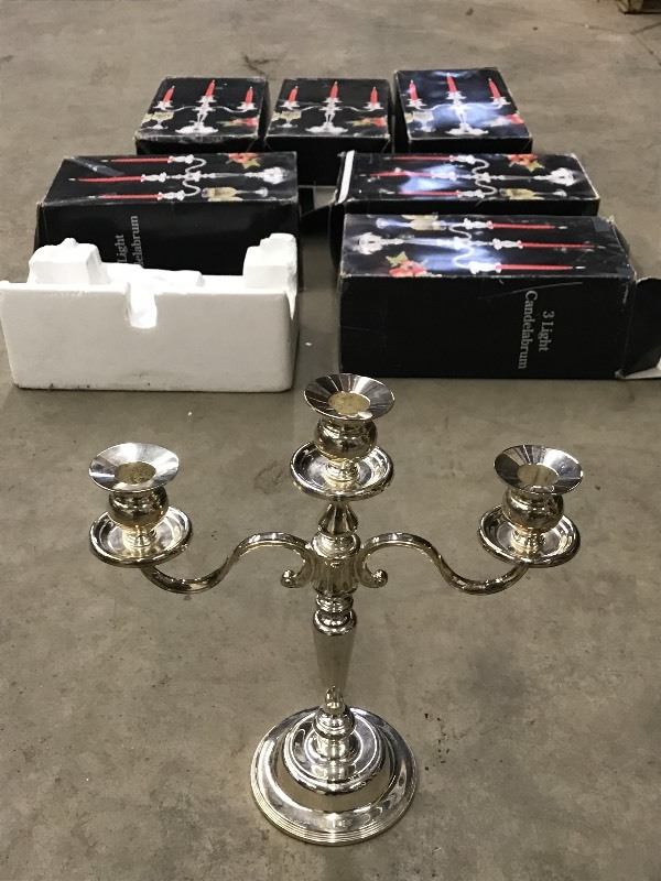 lot 39 image: Lot Of (6) 3-Light Candelabrums ...