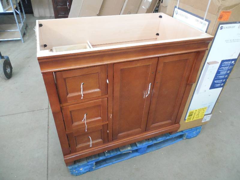 lot 76 image: Foremost Naples 36 in. W x 21-58 in. D x 34 in. H Vanity Cabinet Only in Warm Cinnamon