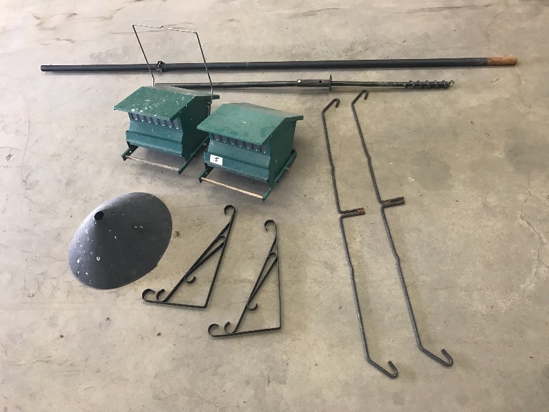 lot 15 image: Lot Of (2) Bird Feeders With Poles...