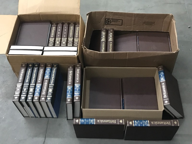 lot 33 image: (3) Boxes Of Assorted Encyclodpedia...