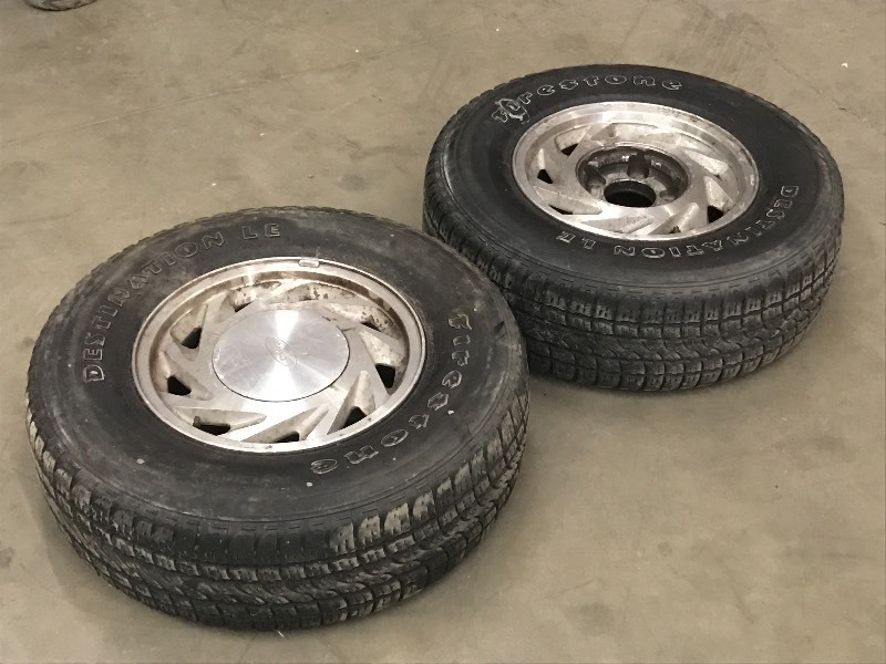 lot 37 image: (2) 5-Lug Ford Aluminum Wheels Witj...