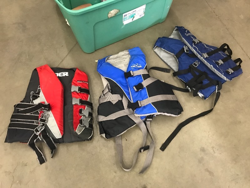 lot 54 image: Tote Of (3) Adult Life Vests ...