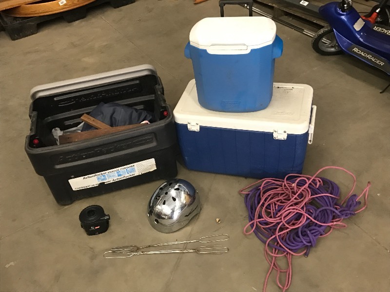lot 58 image: Lot Of (2) Camp Coolers & (1) Large...
