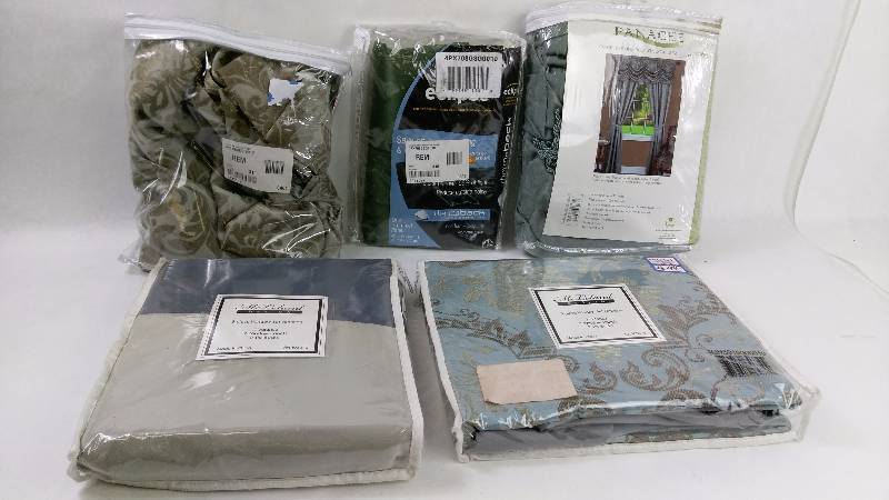 lot 28 image: Patterned Floral Filigree Window Set & Blackout Panels - Five Packages