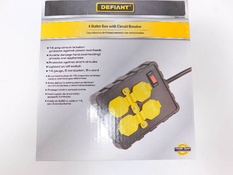 Defiant 4 Outlet Box with Circuit Breaker