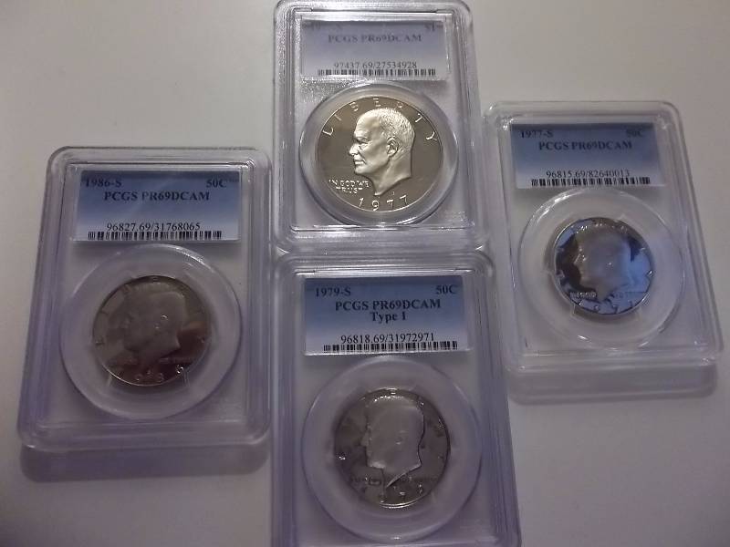 1977 S Ike PCGS PR69 Proof, 1977 S Kennedy PCGS PR69 Proof, 1979 S Kennedy PR69 PCGS Proof, 1986 S PCGS PR69 Proof
