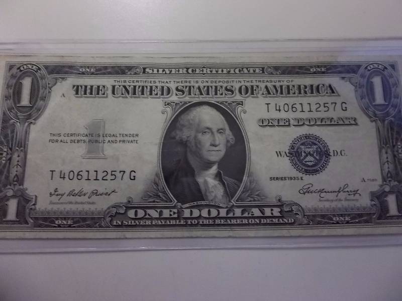 US $1 Silver Certificate Series 1935 E