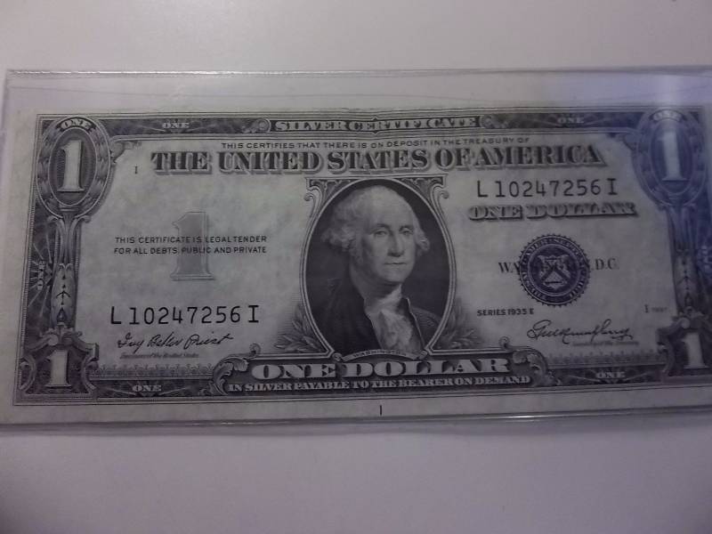 US $1 Silver Certificate Series 1935 E