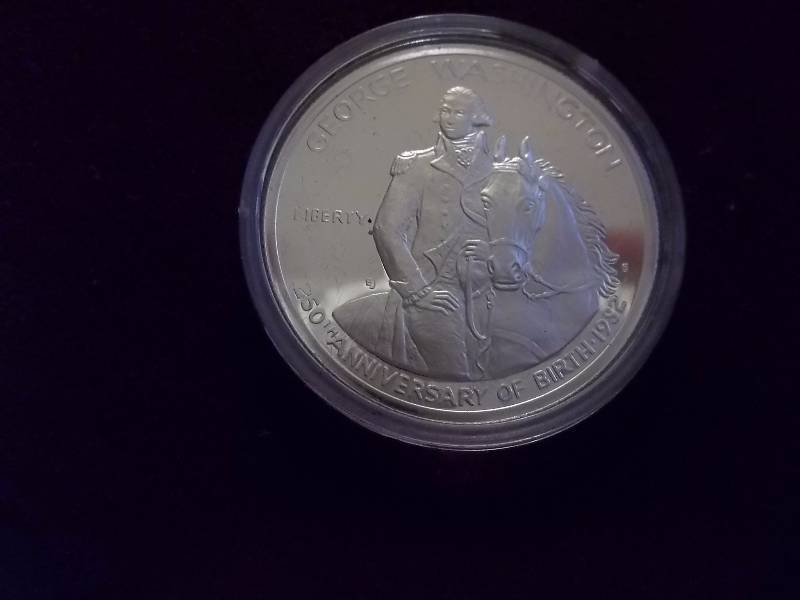 George Washington 250th Anniversary Commemorative Half Dollar 99.93 Fine Silver Unc 12 Oz. In Air Tight Capsule In Original Packaging