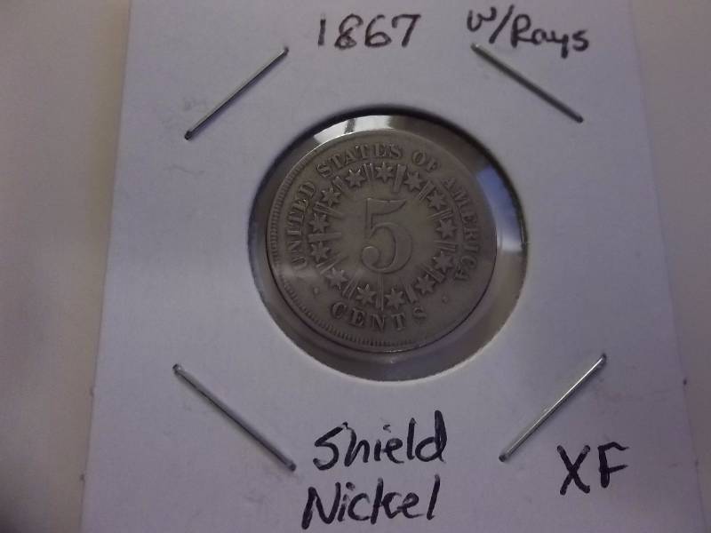 1867 Shield Nickel With Rays