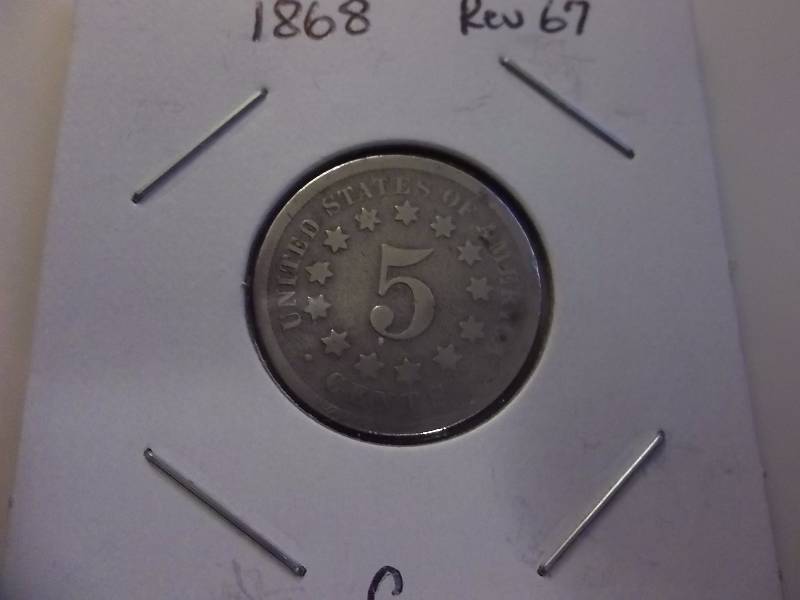 1868 Shield Nickel Rev 67