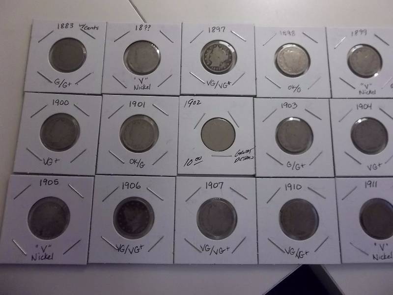 15 V-Nickels 1883 To 1911
