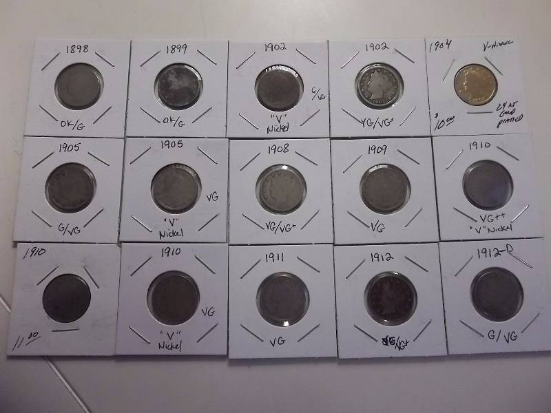 15 V-Nickels 1898 To 1912 D