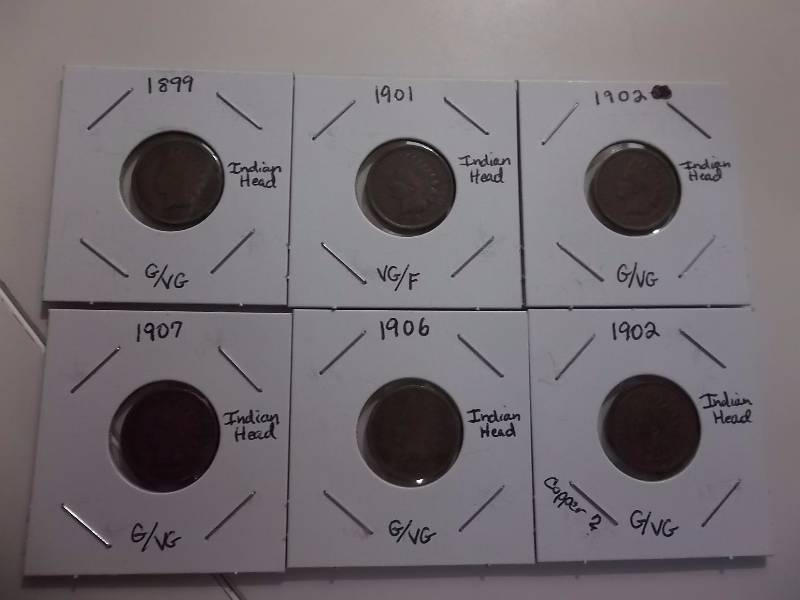 6-Indian Head Cents 1902-1906