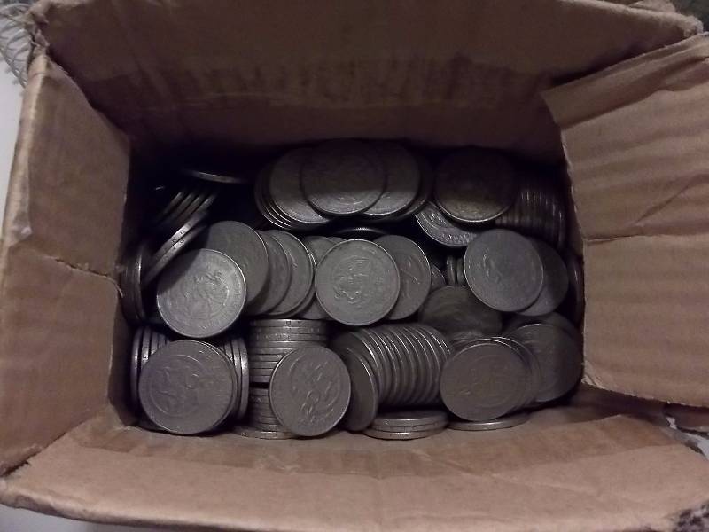 Box Lot Of Mexican 20 Peso Coins 1970s & 1980s (Approx. 300 Coins)