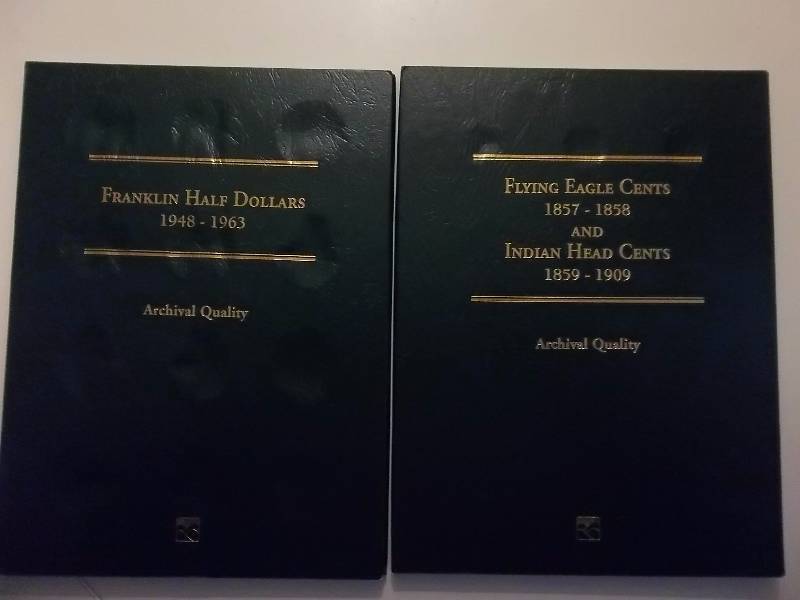 2 Coin Albums Franklin Half Dollars, Flying Eagle & Indian Head Cents