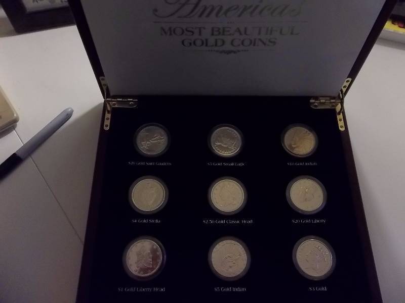 Tribute Collection Of Americas Most Beautiful Gold Coins With Collector Case Featuring 9 Different Coins From $1 To $20 Pieces