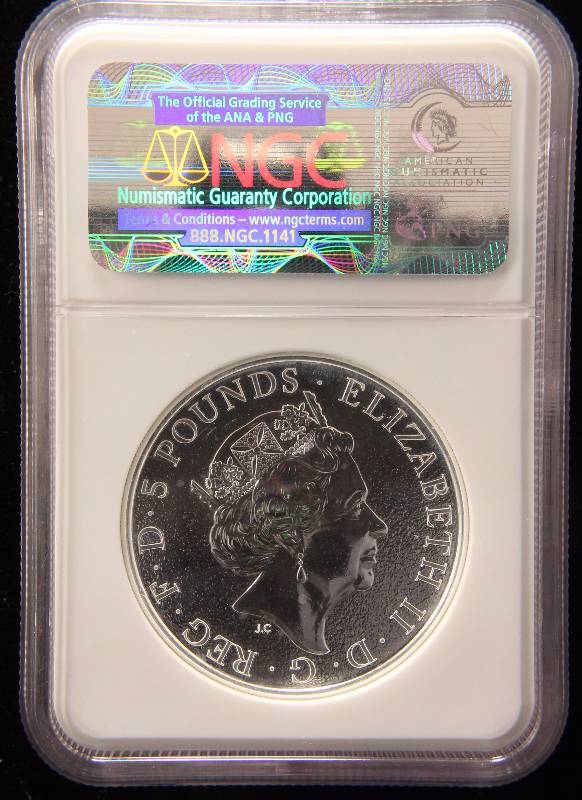 2016 QUEENS BEASTS 2 OZ. LION MS69 NGC