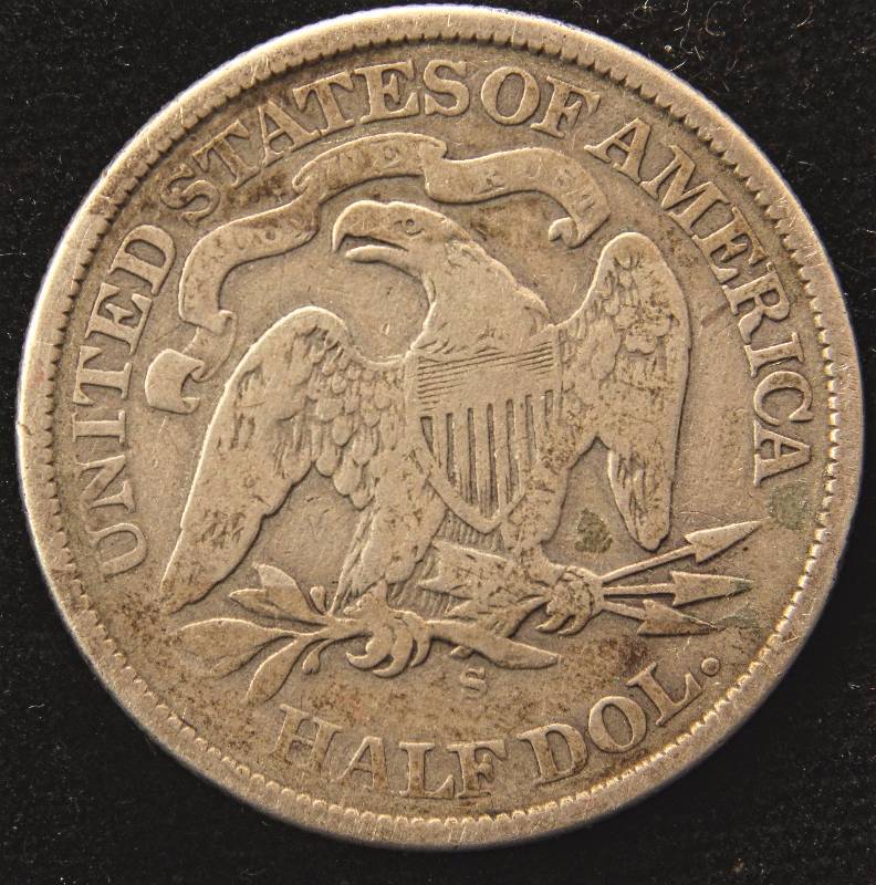 1875-S SEATED LIBERTY SILVER HALF DOLLAR VG