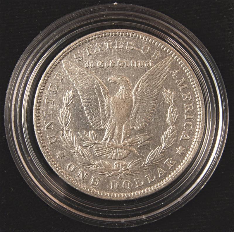 1879-O MORGAN SILVER DOLLAR AU DETAILS IN AIRTITE HOLDER