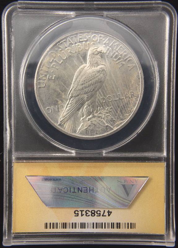 1925 PEACE SILVER DOLLAR MS63 ANACS