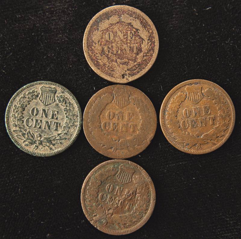 GROUP OF 5 INDIAN HEAD CENTS 1859, 1887, 1888, 1896 & 1898
