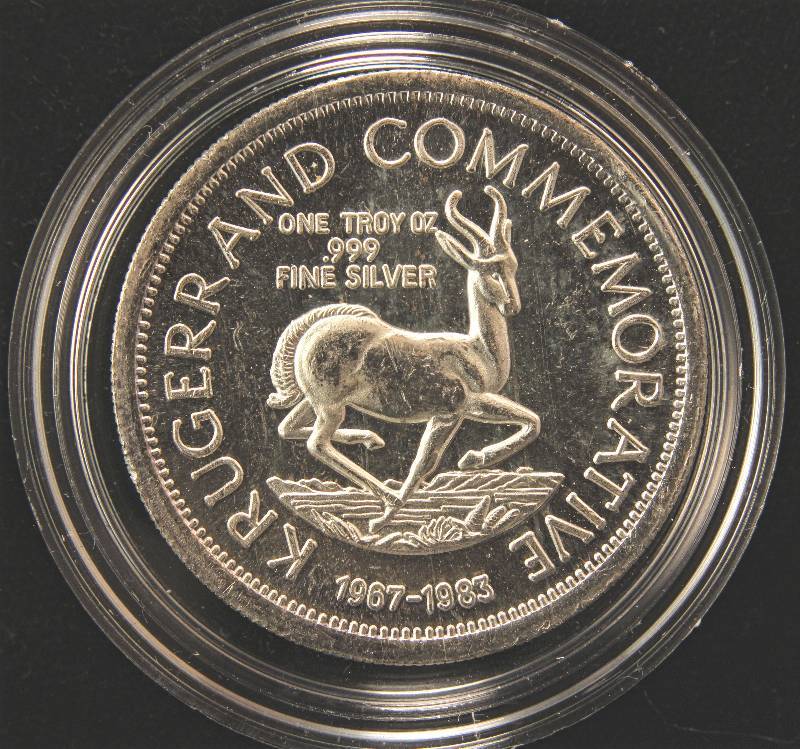 1 TROY OZ. .999 FINE SILVER VINTAGE KRUGERRAND IN AIRTITE HOLDER