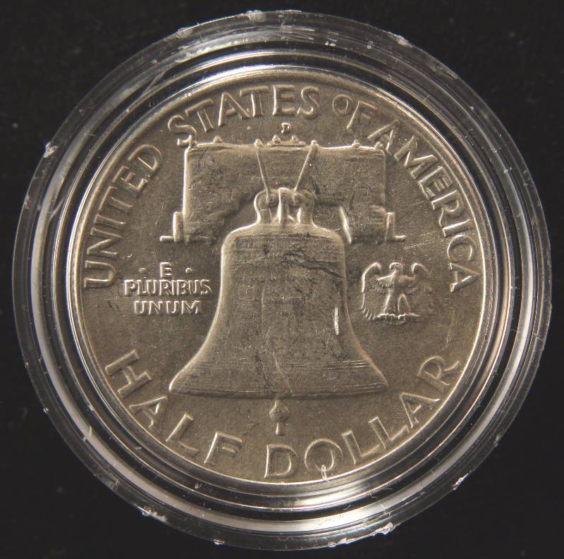 1957-D FRANKLIN SILVER HALF DOLLAR UNC IN AIRTITE HOLDER