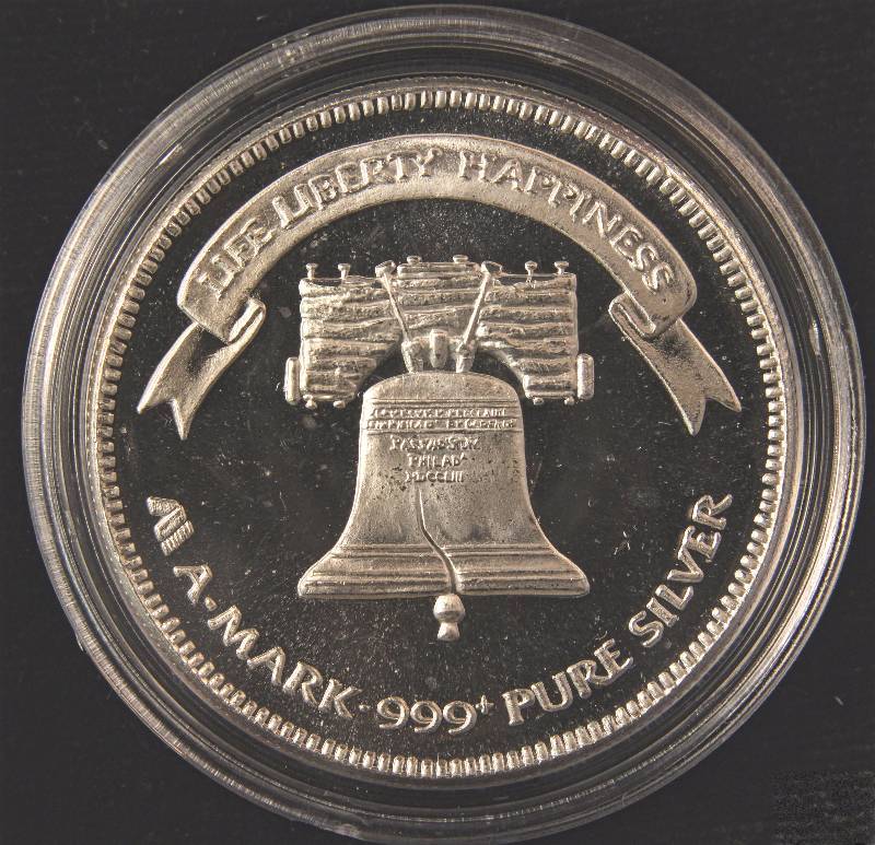 1 TROY OZ. .999 FINE SILVER VINTAGE 1983 A-MARK LIBERTY IN AIRTITE HOLDER