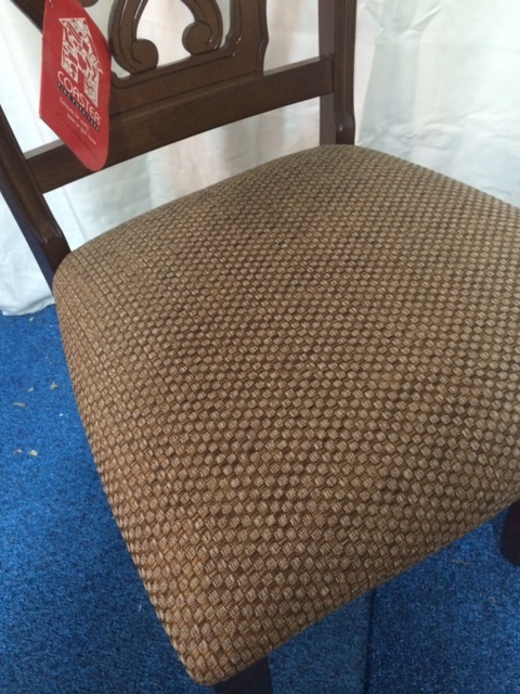 lot 7 image: Wood Dinning Chair, Espresso Finish, Bronze Cushion