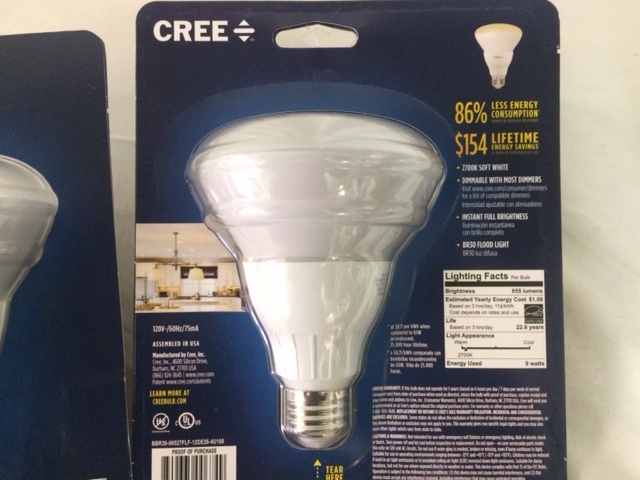 lot 29 image: Cree 65W Equivalent Soft White (2700K) BR30 LED Flood Light Bulb 2pce