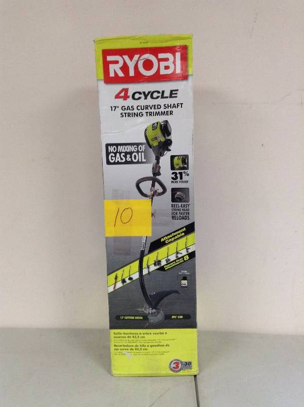 Ryobi 4-Cycle 30cc Attachment Capable Curved Shaft Gas Trimmer