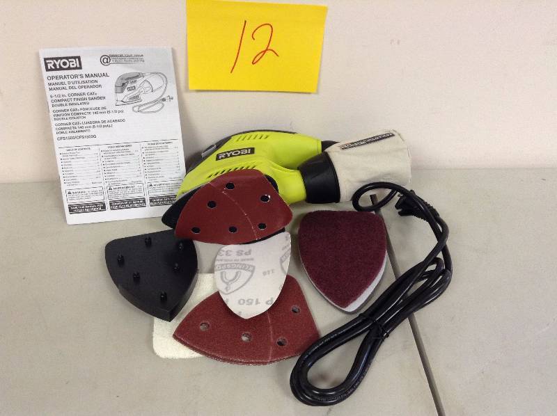 Ryobi ZRCFS1503GK 1.2 Amp Corner Cat Finish Sander (Green) used