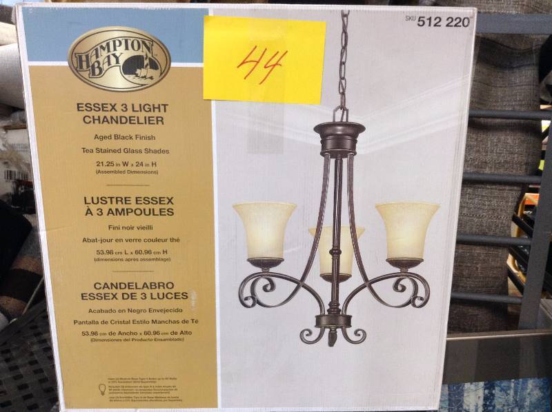 Essex 3-Light Aged Black Chandelier