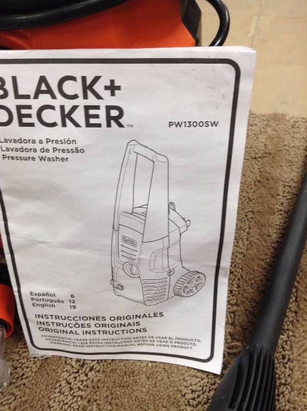 Black and Decker - 1300 PSI Preassure Washer PW1300SW