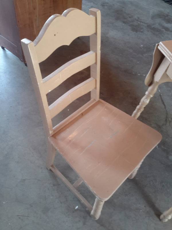 Solid wood drop leaf table with matching Chairs