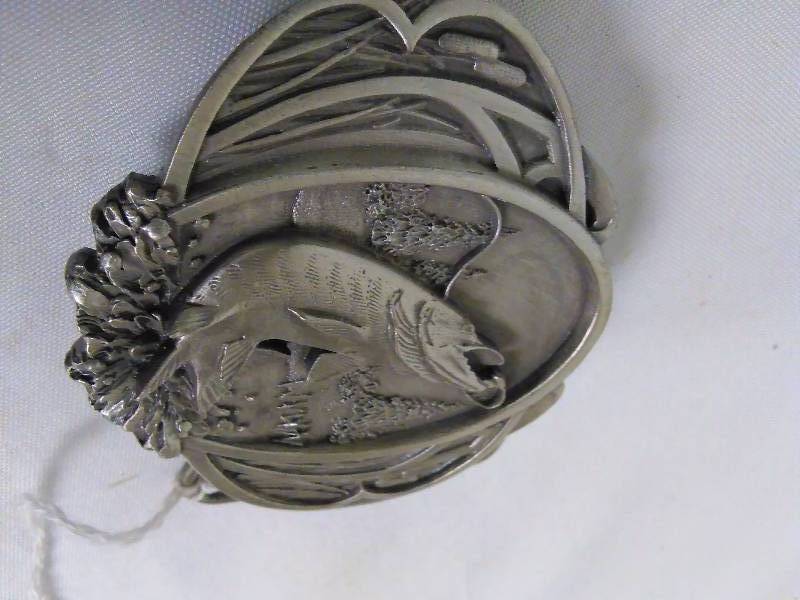 lot 162 image: Vintage Belt Buckle, 3D Northern Pike, Bergamot Brass, 1983